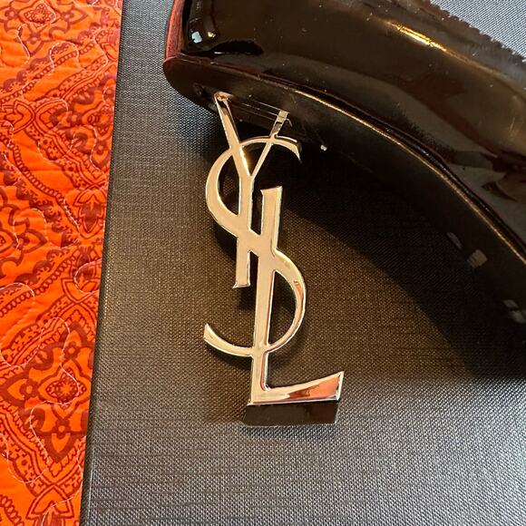 YSL - Opyum Heel Pumps - Black Patient Leather - Size US 10  EU 40 - Picture 11 of 16